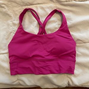 lululemon longline energy sports bra — ripened raspberry